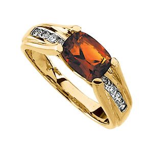 Genuine Madeira Citrine & Diamond Ring