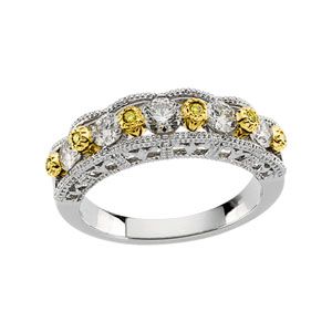 3/4 ct tw Yellow & White Diamond Anniversary Band
