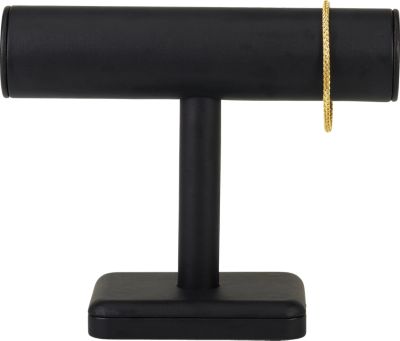 Black Leatherette Bracelet T-Bar W/ Slant Display