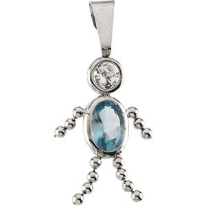 Boy Pendant w/ CZ & Imitation Birthstone