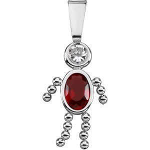 Boy Pendant w/ CZ & Imitation Birthstone