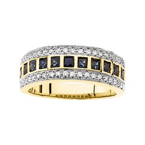 Genuine Sapphire & Diamond Anniversary Band