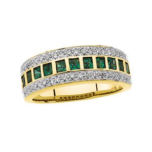 Genuine Emerald & Diamond Anniversary Band