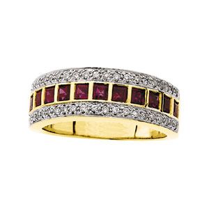 Genuine Ruby & Diamond Anniversary Band