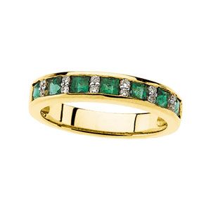 Genuine Emerald & Diamond Anniversary Band