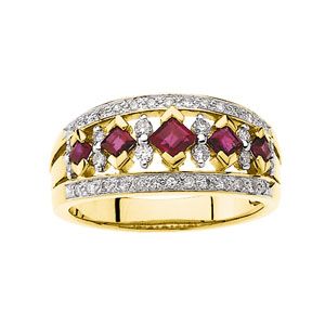 Genuine Ruby & Diamond Anniversary Band