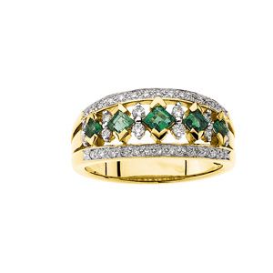 Genuine Emerald & Diamond Anniversary Band
