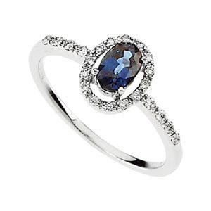 Genuine Blue Sapphire & Diamond Ring