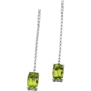Genuine Peridot & Diamond  Earrings