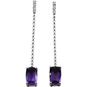 Genuine Amethyst & Diamond Earrings
