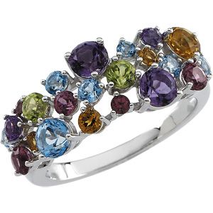 Genuine Multicolor Gemstone Ring