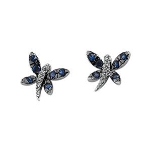 Genuine Blue Sapphire & Diamond Earrings