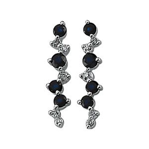 Genuine Blue Sapphire & Diamond Earrings