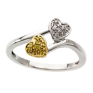.08 ct tw Natural Yellow & White Diamonds Heart Ring