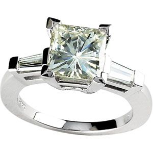 Created Moissanite and Diamond Engagement Ring