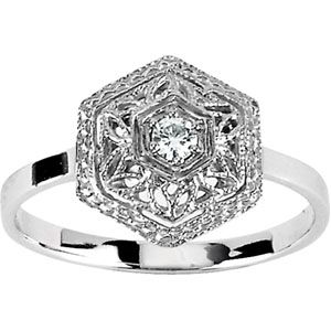 Created Moissanite Filigree Ring
