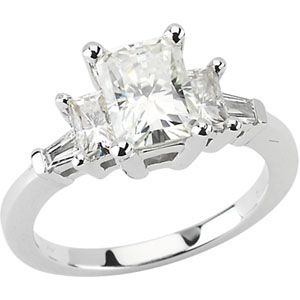 Created Moissanite and Diamond Engagement Ring