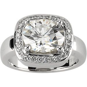 Created Moissanite and Diamond Ring