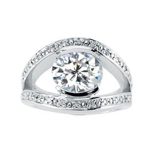 Created Moissanite & Diamond Split-Shank Ring