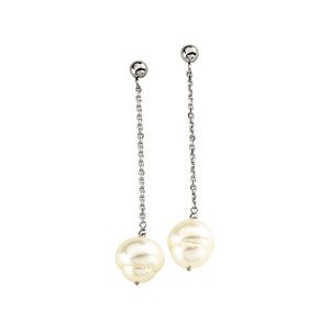 Freshwater Circle Pearl Chain Dangle Earrings