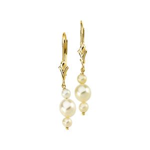 Triple White Freshwater Cultured Pearl Earrings