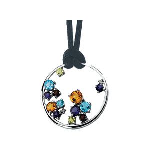 Genuine Multi-Color Gemstone Circle Necklace