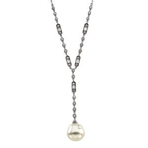  Cultured Pearl & Diamond Necklace