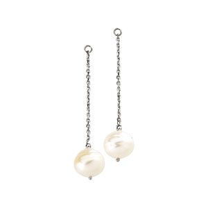 White Freshwater Circle Cultured Pearl Earring Jacket