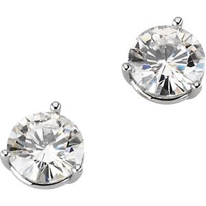 Created Moissanite 3-Prong Round Earrings