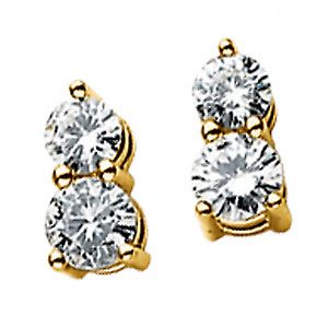 Created Moissanite 2-Stone Round Earrings