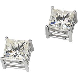 Created Moissanite Square Light Wire Basket Earrings