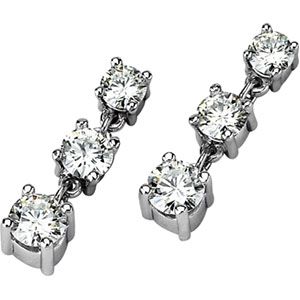 3-Stone Created Moissanite Earrings