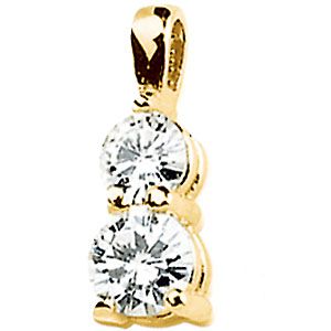 Created Moissanite 2-Stone Round Pendant