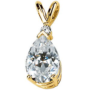 Created Moissanite Pear Pendant