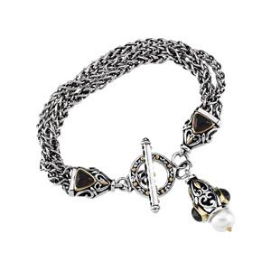 Genuine Mozambique Garnet & Freshwater Cultured Pearl Bracelet