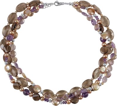 Freshwater Dyed Cultured Pearl & Multi-Gemstone Necklace