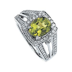 Genuine Peridot & Diamond Ring