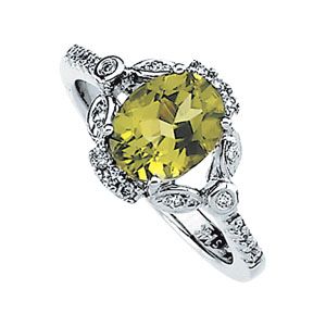 Genuine Peridot & Diamond Ring