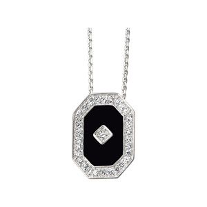 Genuine Onyx & Cubic Zirconia Necklace