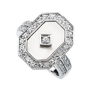 Genuine Mother of Pearl & Cubic Zirconia Ring