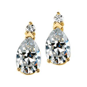 Created Moissanite Pear Earrings