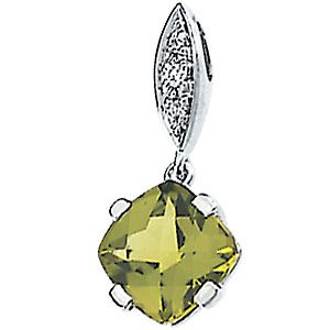 Genuine Peridot & Diamond Pendant