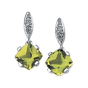 Genuine Peridot & Diamond Earrings