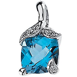 Genuine Swiss Blue Topaz & Diamond Pendant