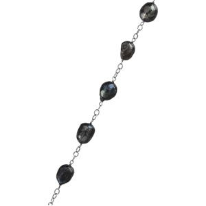 Black Freshwater Baroque Pearl Station Necklace