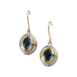 Genuine London Blue Topaz Cabochon Earrings