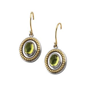 Genuine Peridot Cabochon Earrings