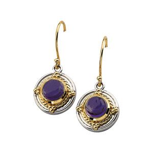 Genuine Amethyst Cabochon Earrings
