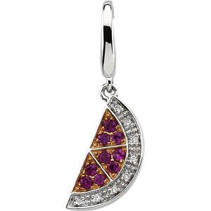 Genuine Pink Sapphire & Diamond Watermelon Charm