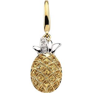 Genuine Yellow Sapphire & Diamond Pineapple Charm
